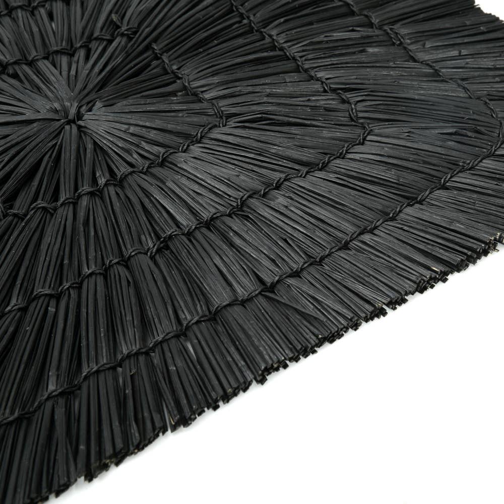 Set of 4 Raffia Placemat (Black) - The Alang Alang Rectangular