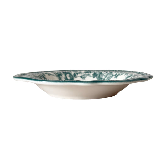 Set of 6 Faustine Deep Plates - Green Floral Porcelain (22cm)