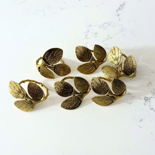 Brass Leaf Napkin Ring - Set of 6