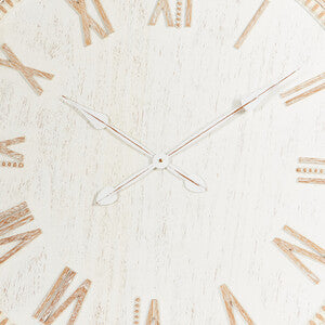 The Wooden Clock 80cm - white washed & Natural wood