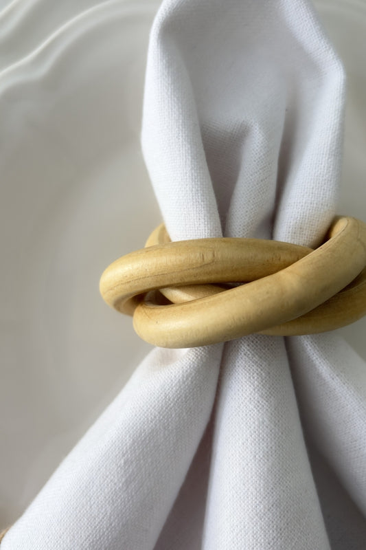 Wooden Trio Link Napkin Ring, Set of 4 (Ligth)