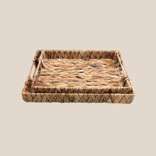 Set of 2 Water Hyacinth Trays – Natural