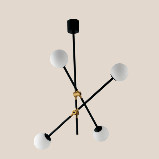 ANTITESI Pendant Lamp Black Metal -Gold Brass - Matt White (4 lights)