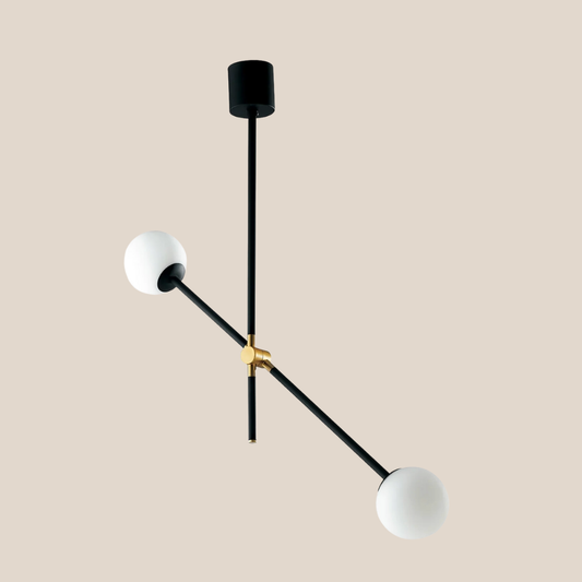 ANTITESI Pendant Lamp Black Metal -Gold Brass - Matt White (2 lights)