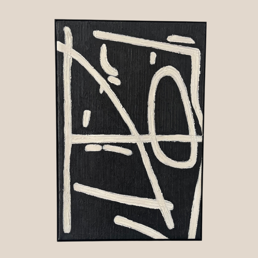 Wall Art Black Beige Abstract Painting