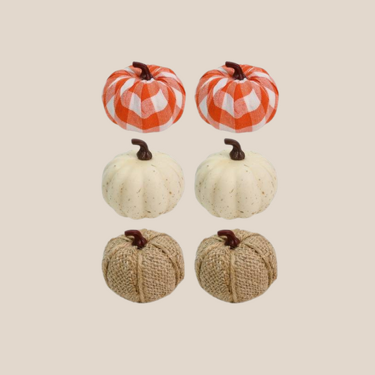 Checkered Artificial Pumpkin, Set of 6 pumpkins