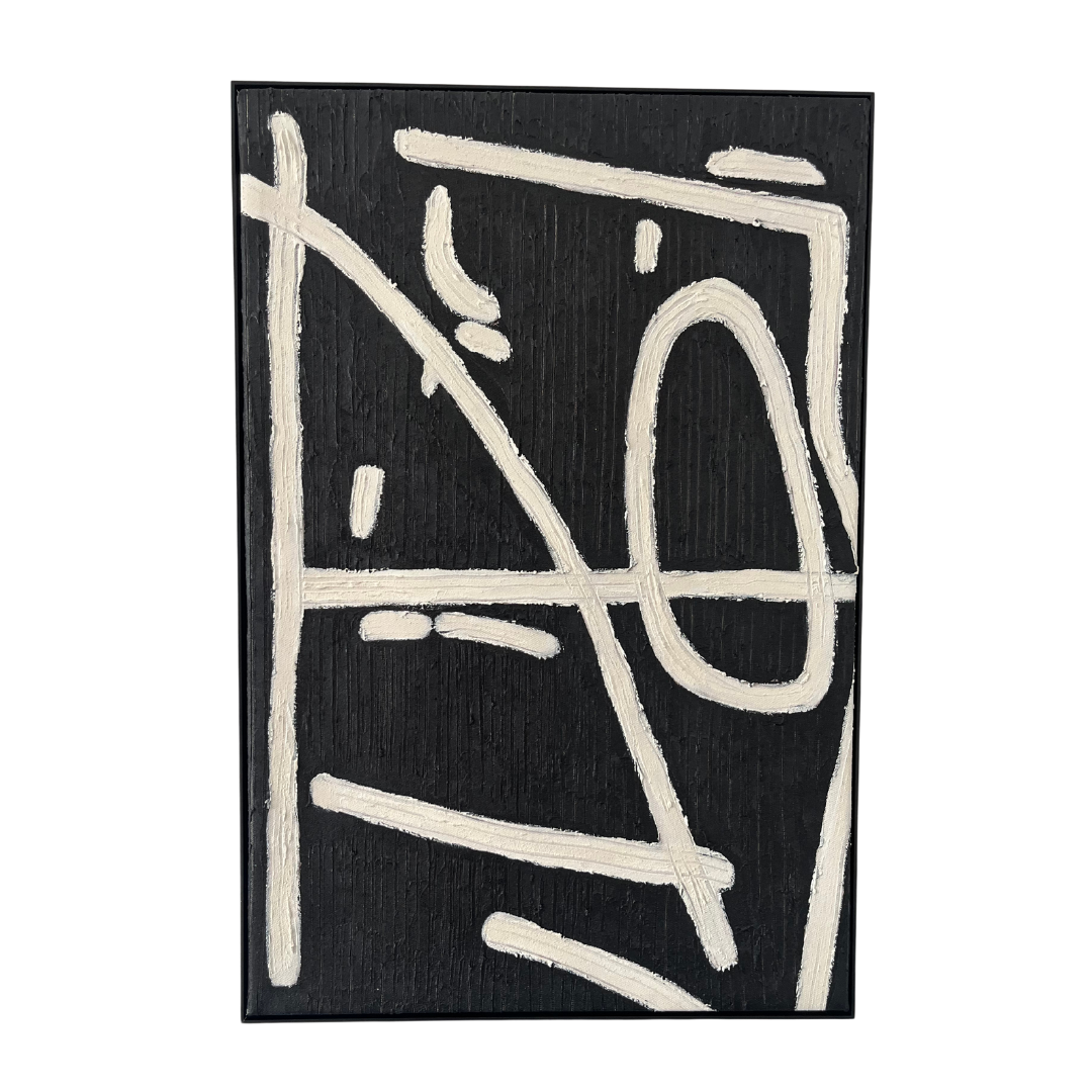 Wall Art Black Beige Abstract Painting