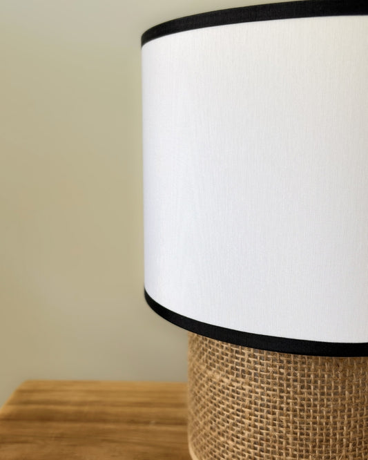 Tabata Noir Artisan Lamp | Sisal & White Cotton H22cm.