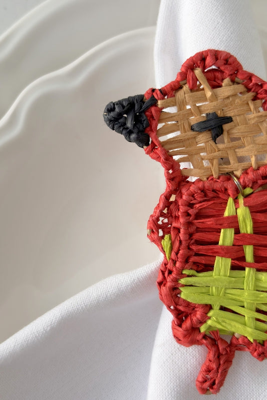 Handcrafted Parrot Raffia Napkin Rings (Set of 2) | Majestic Tropical Table Decor