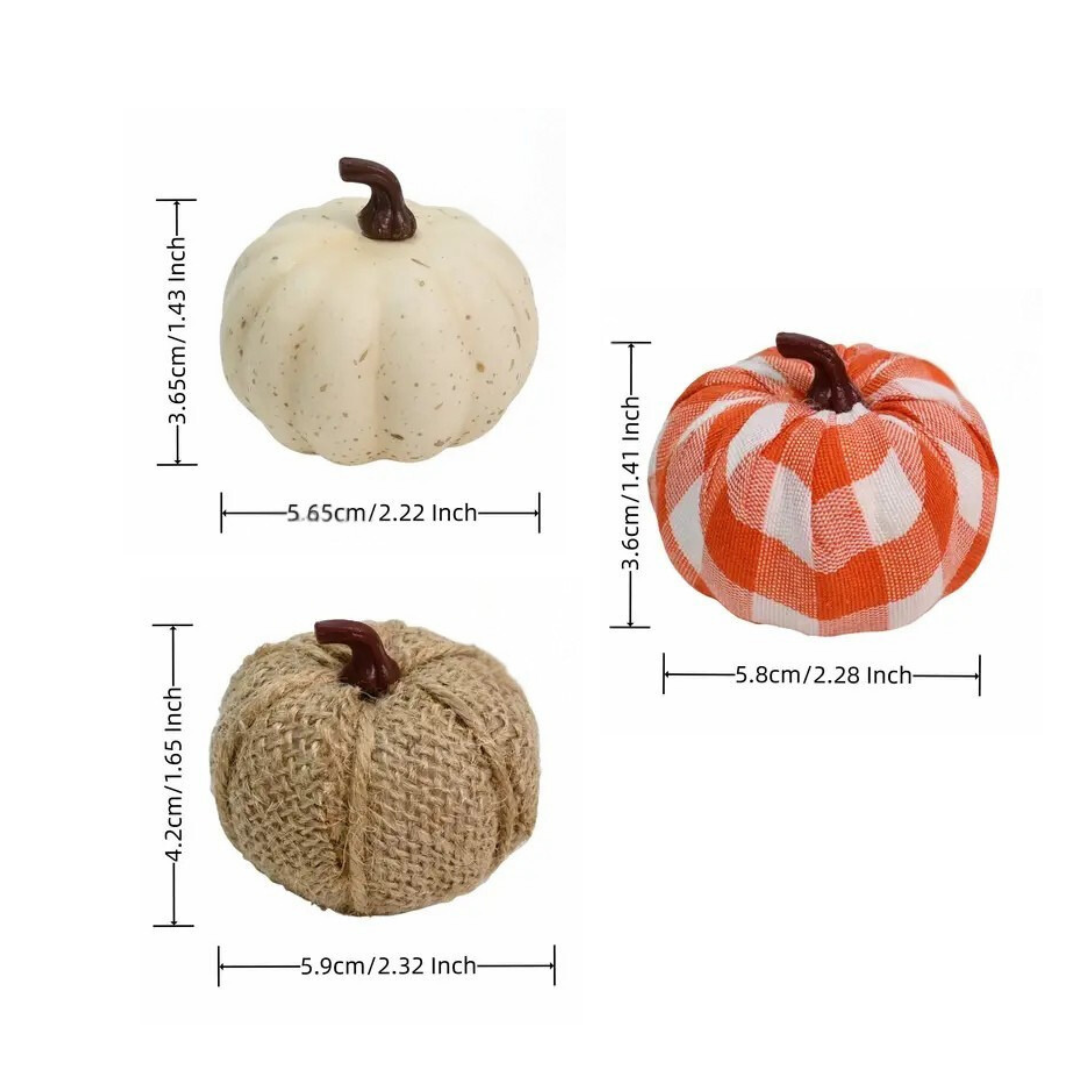 Checkered Artificial Pumpkin, Set of 6 pumpkins