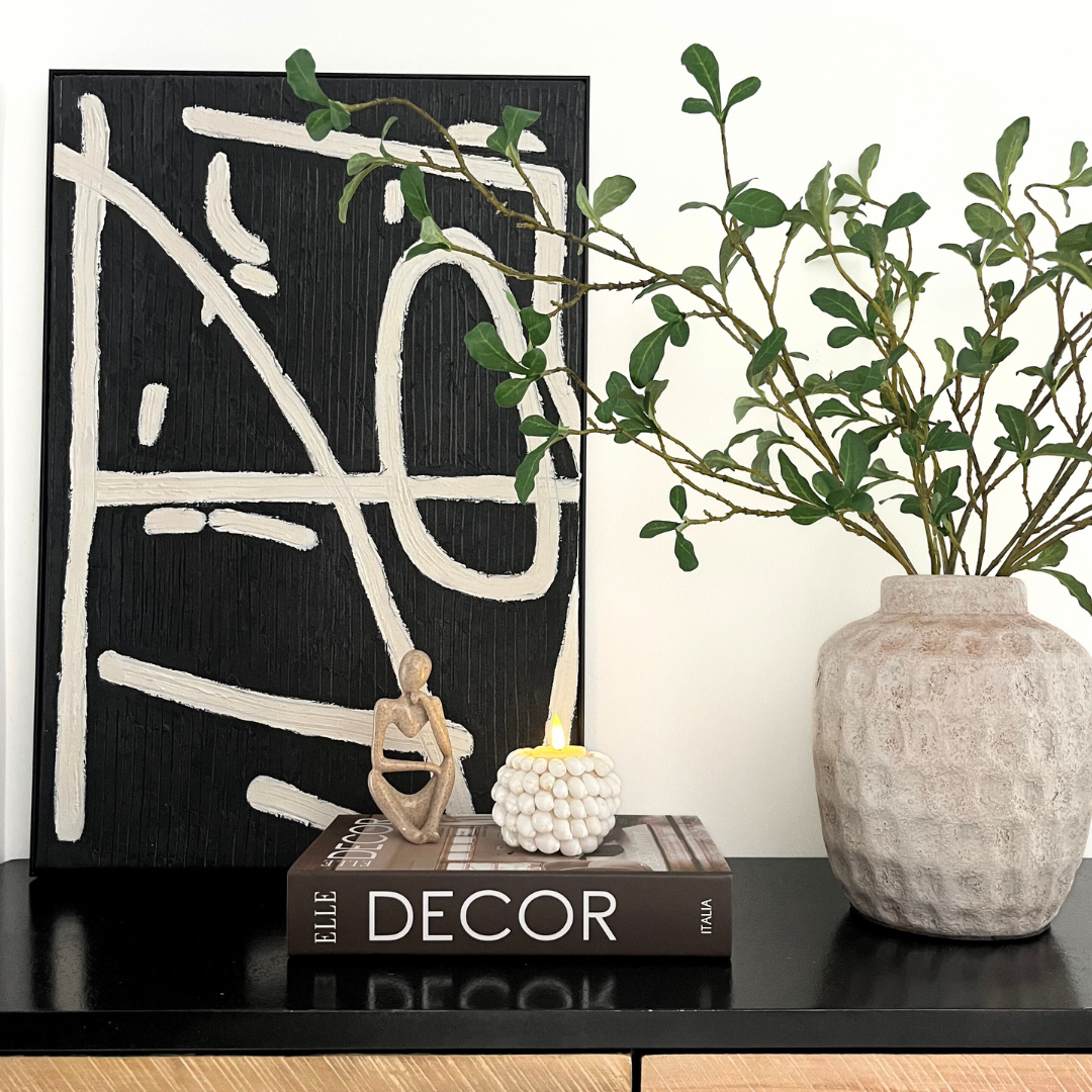Wall Art Black Beige Abstract Painting