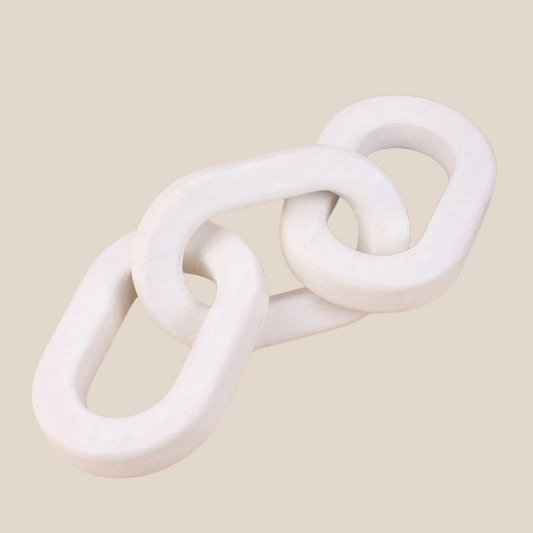 Wood Chain Link Decor, white