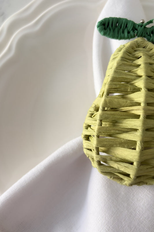 Pear Raffia Napkin Rings (Set of 2) | Artisan Boho Table Decor
