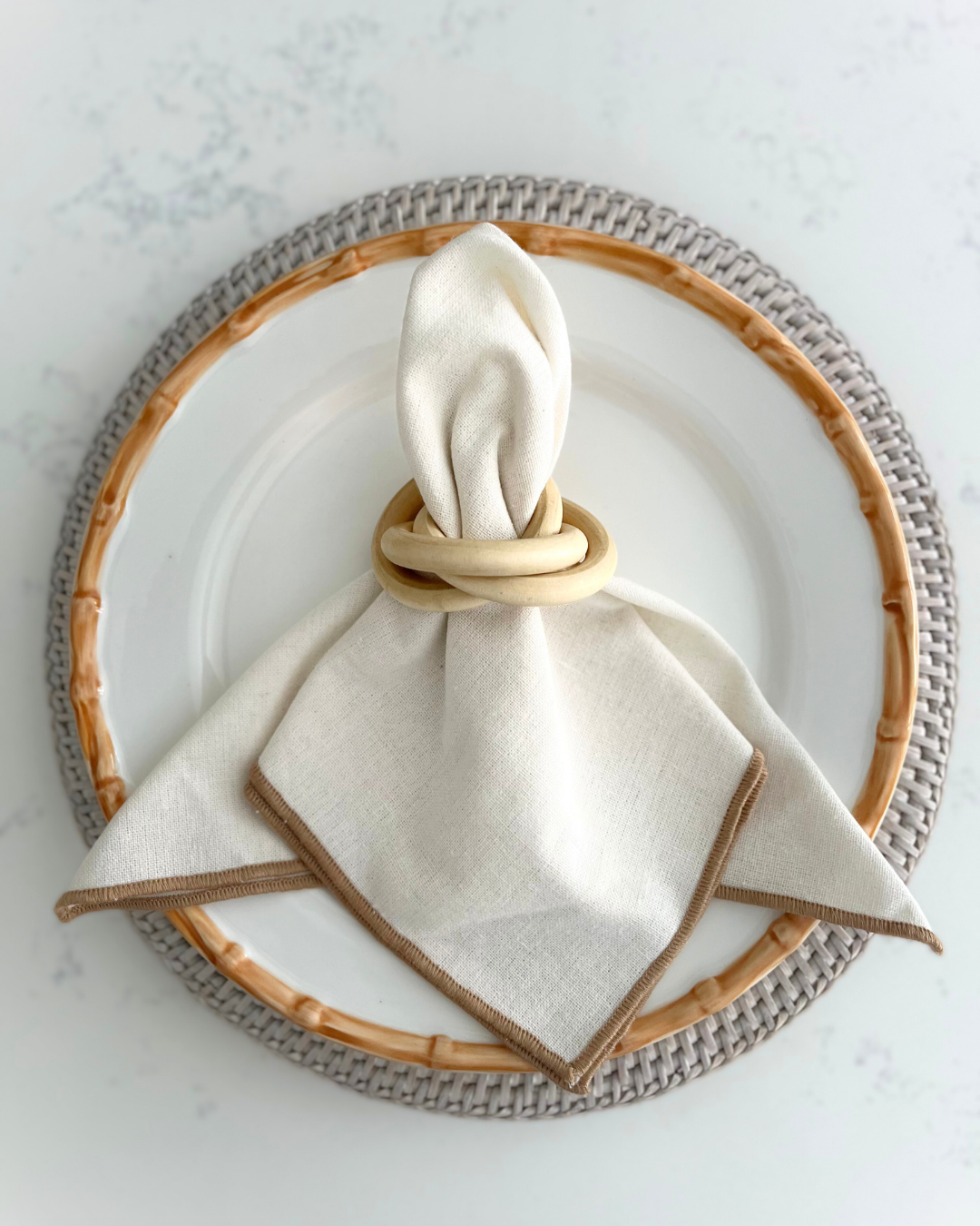 Wooden Trio Link Napkin Ring, Set of 4