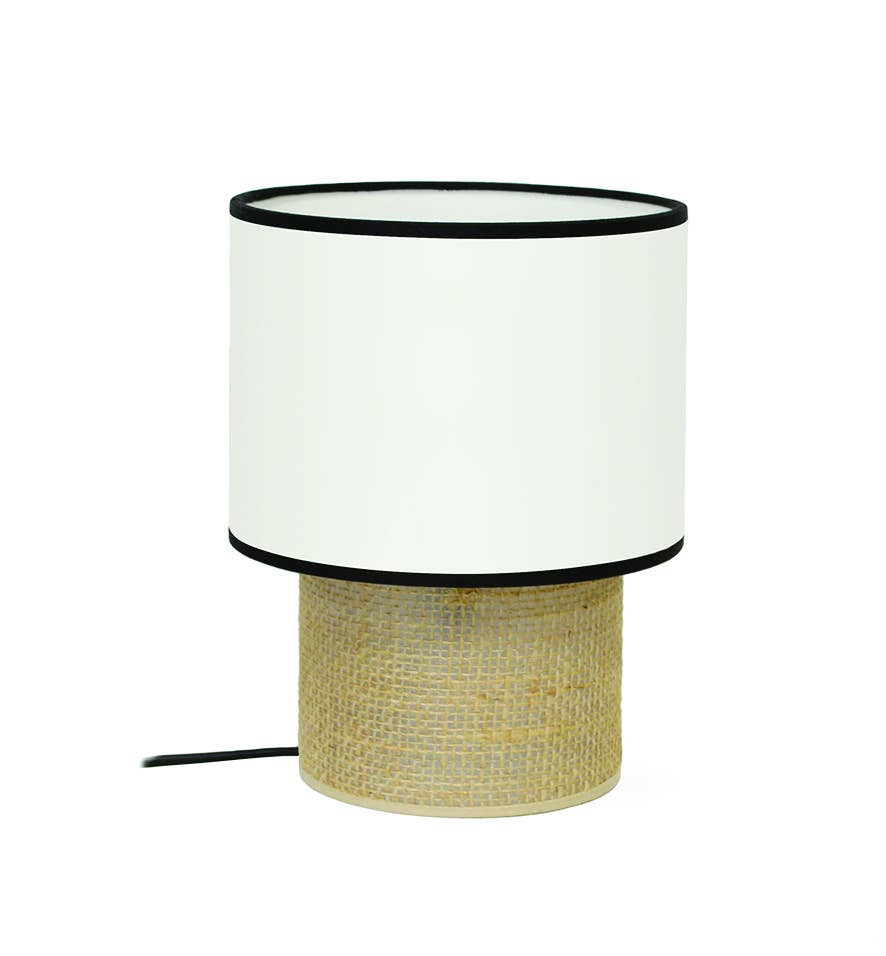 Tabata Noir Artisan Lamp | Sisal & White Cotton H22cm.