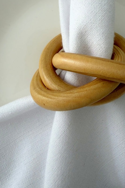 Wooden Trio Link Napkin Ring, Set of 4 (Dark)