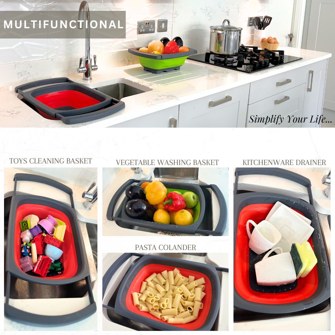 Collapsible Kitchen Colander Strainer, Over The Sink or freestanding