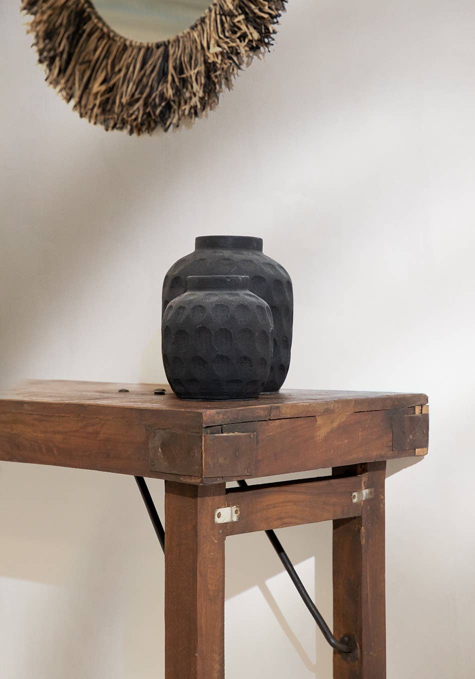 The Trendy Vase - Black (Medium 18cm) | Patterned Artisan Terracotta
