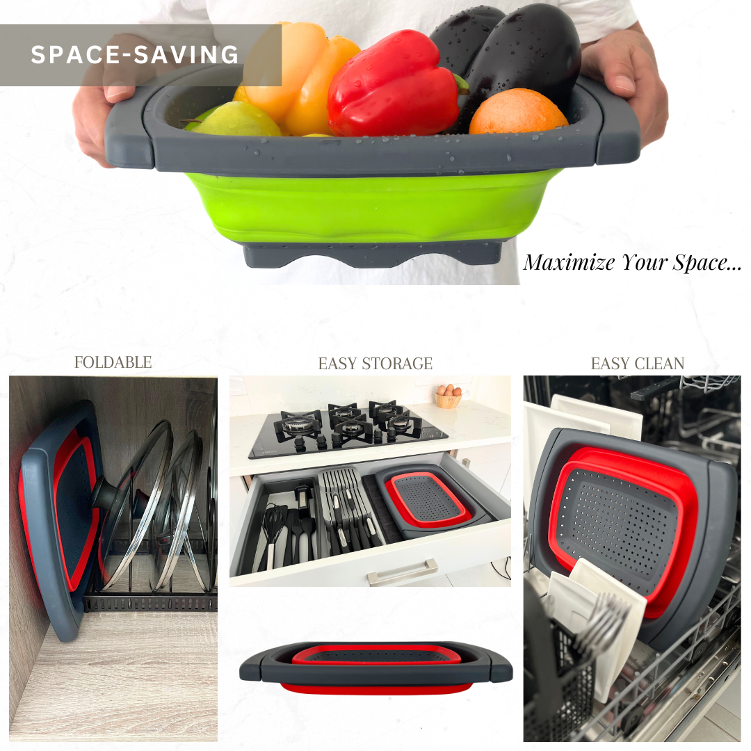 Collapsible Kitchen Colander Strainer, Over The Sink or freestanding