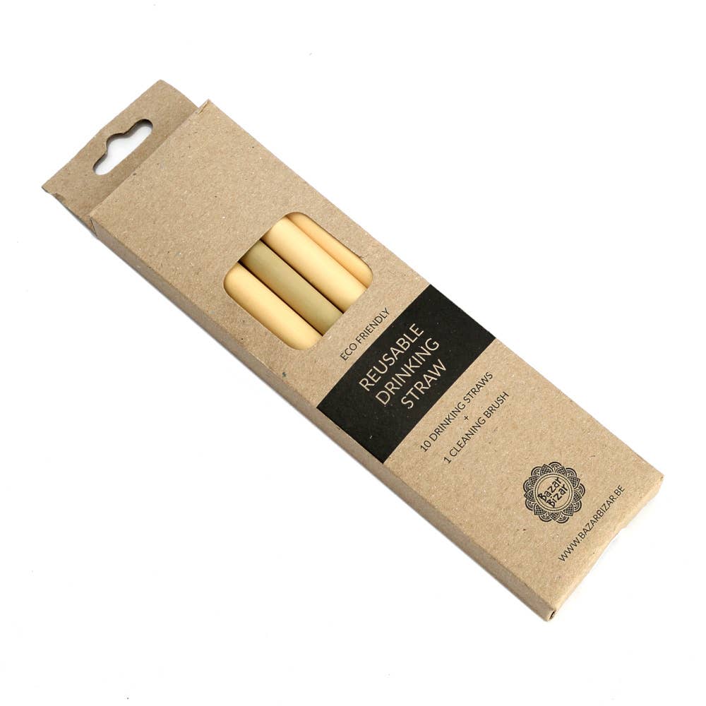Reusable Bamboo Straws - Set of 10 with Cleaning Brush