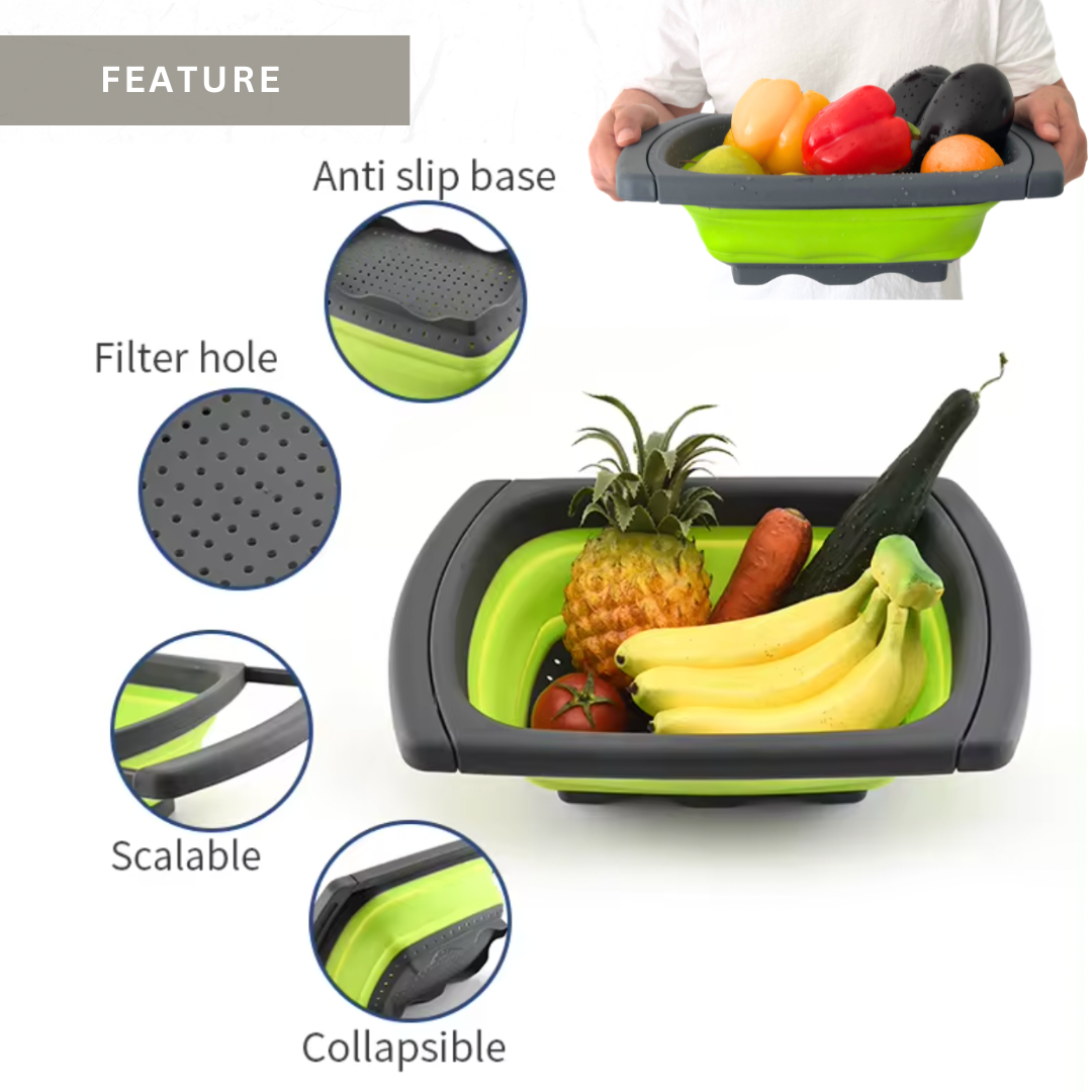 Collapsible Kitchen Colander Strainer, Over The Sink or freestanding