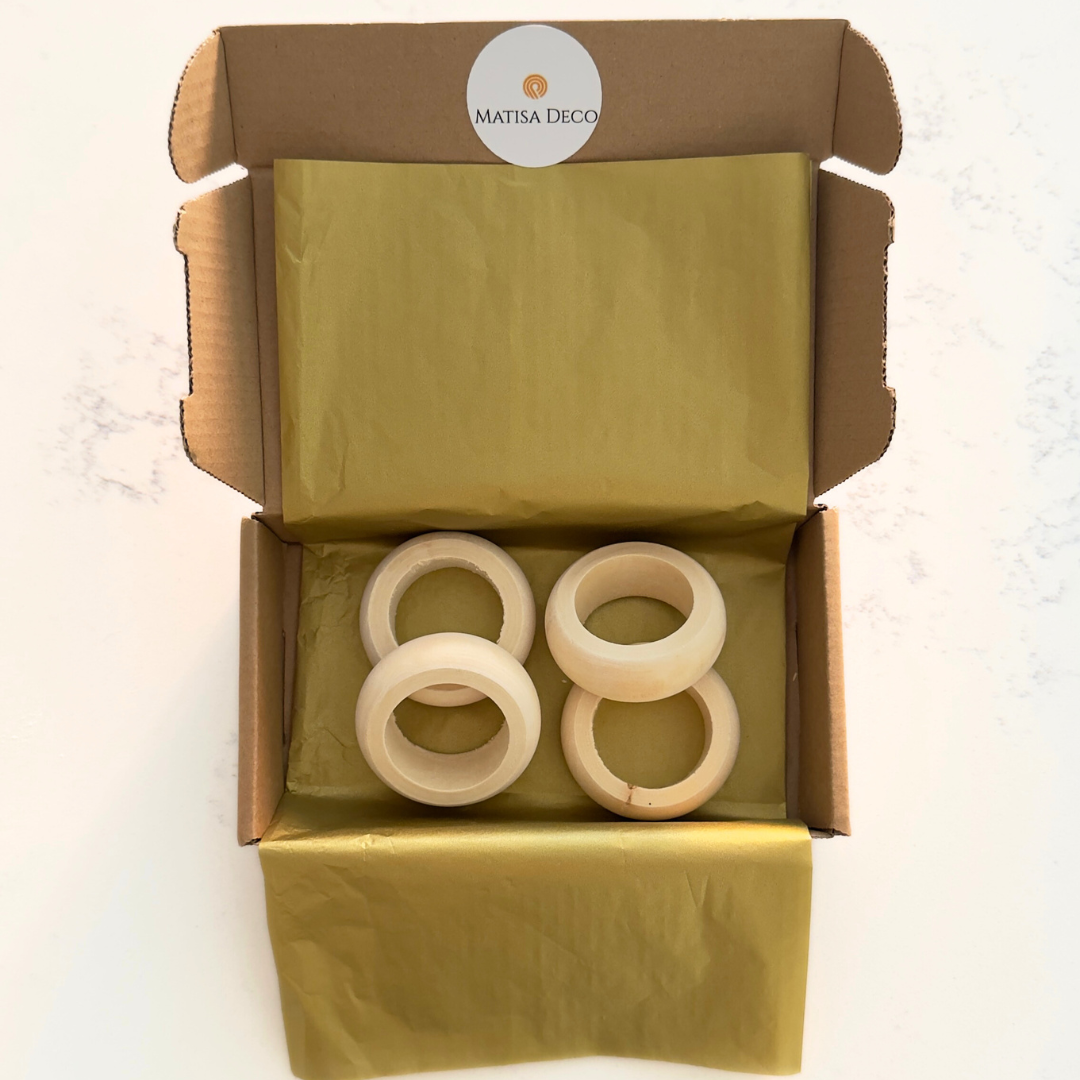 Yuli Wooden Napkin Ring, Set of 4