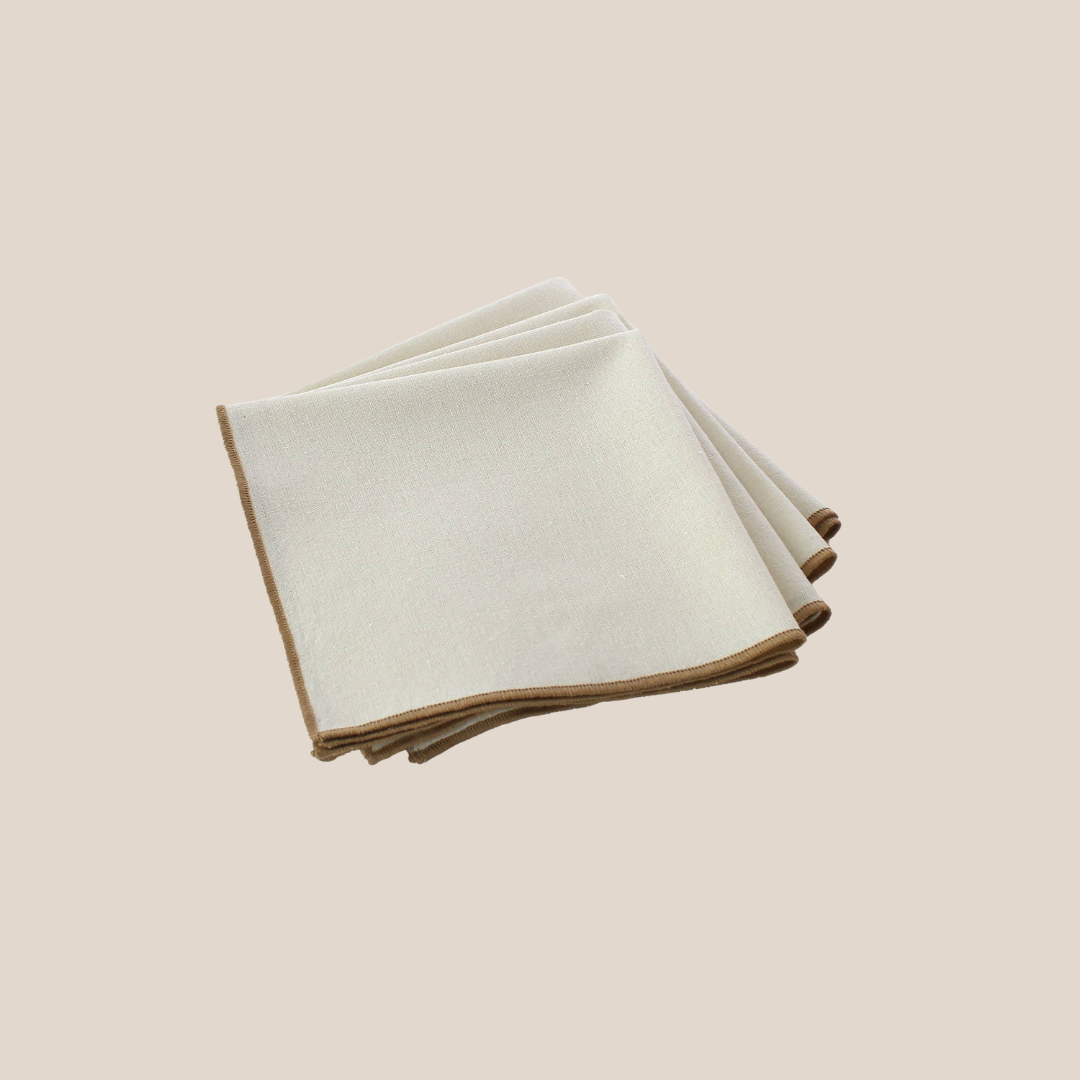 LINA Natural Napkins - Recycled Cotton Cloth Napkins Set of 4 (Ecru Color)