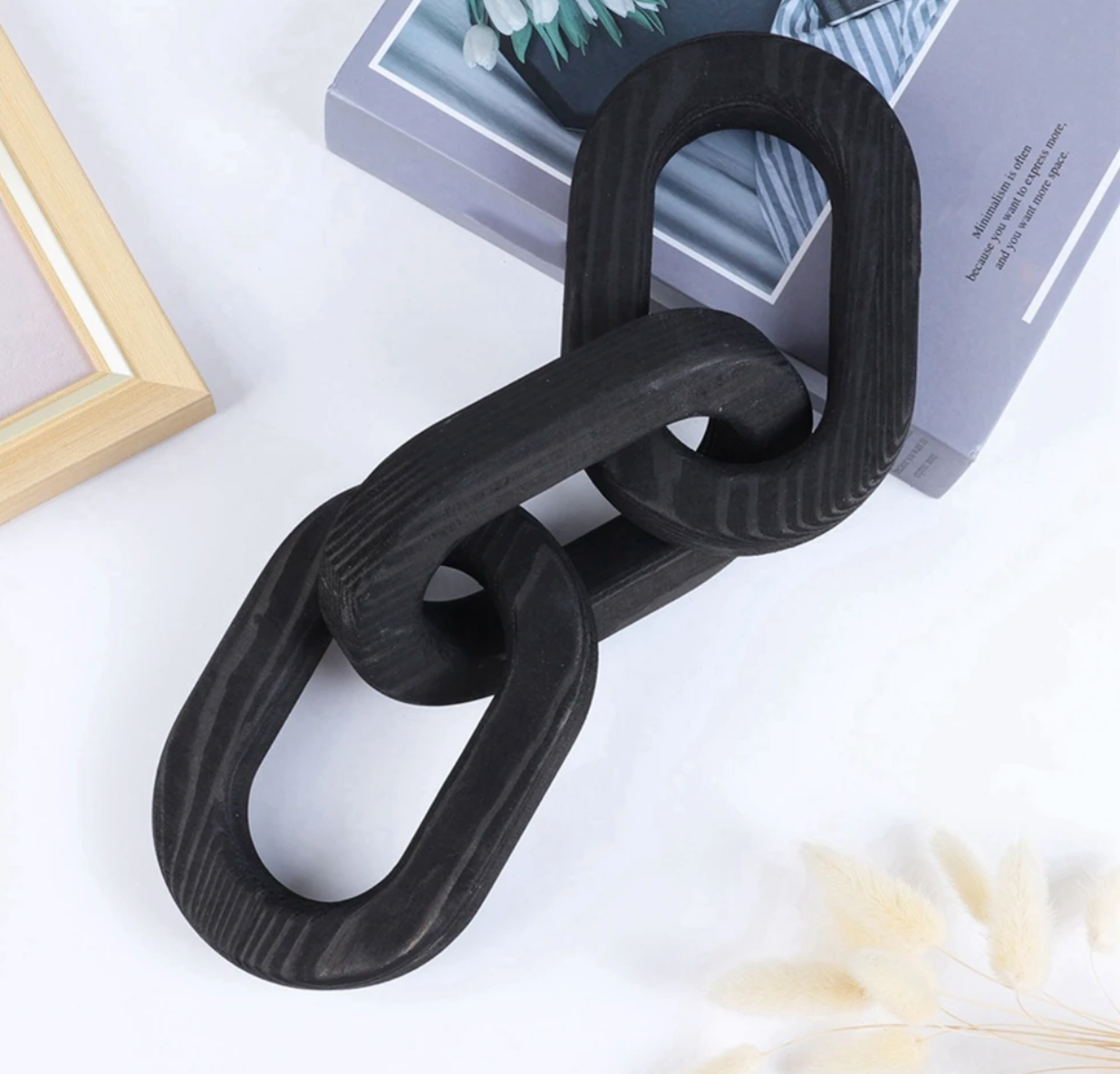 Wood Chain Link Decor, Black