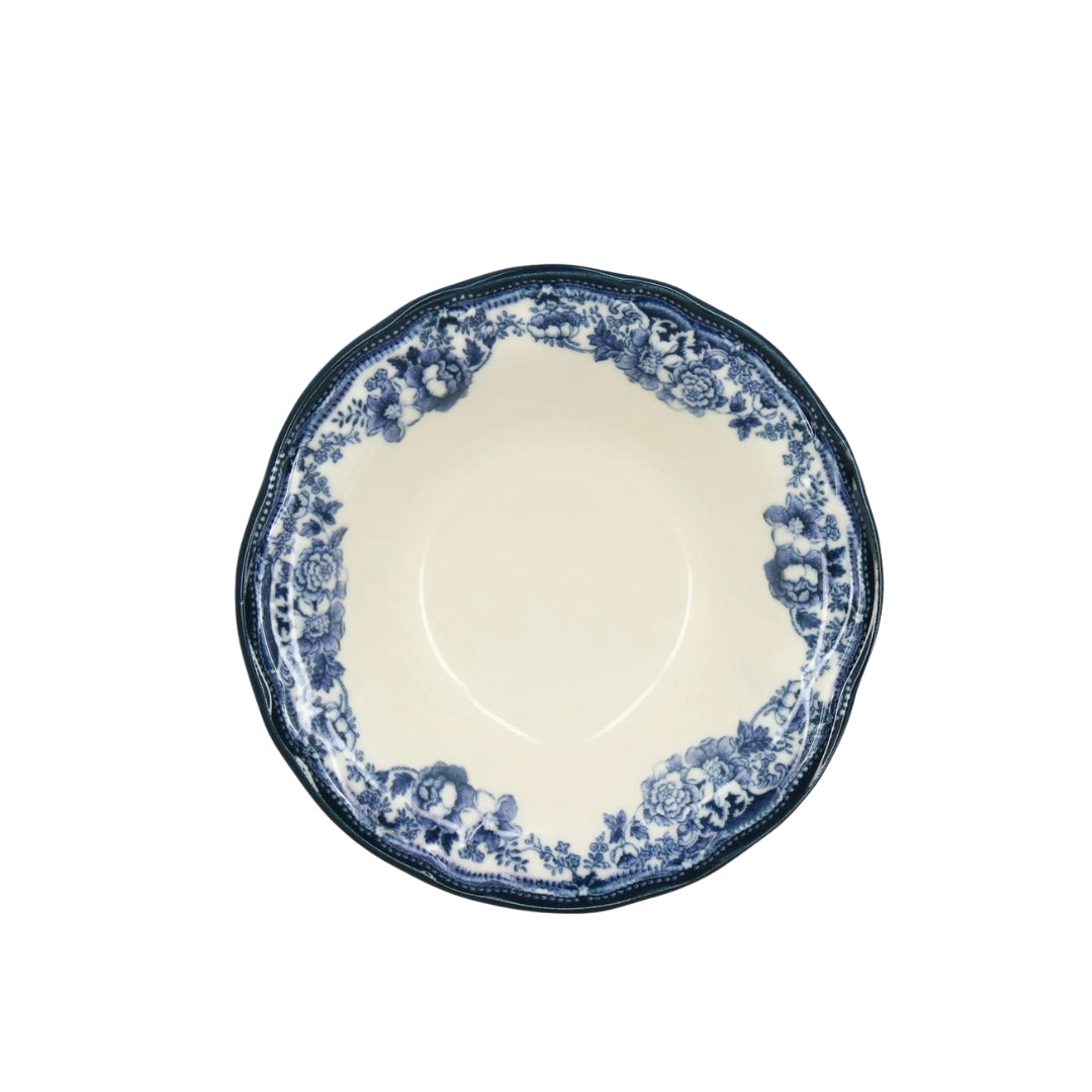 Faustine Blue floral porcelain cereal bowl 16cm top view