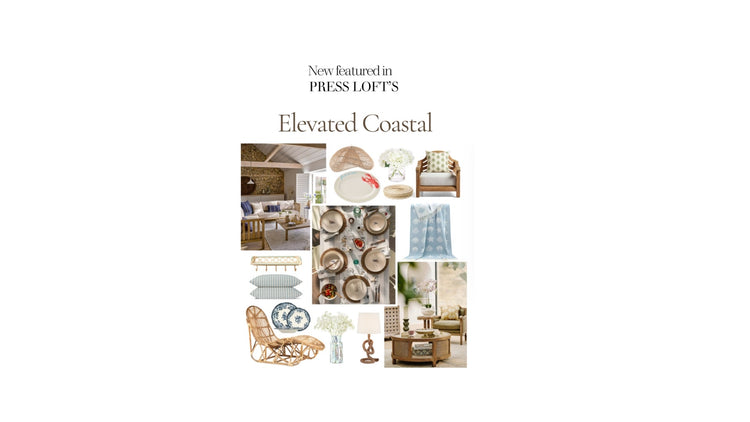Faustine Blue Floral Porcelain Plates featured in Press Loft Elevated Coastal Moodboard 2026