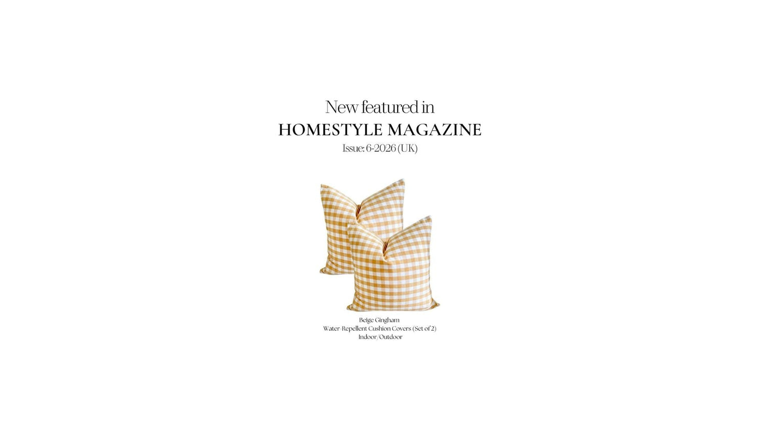 Matisa Deco beige gingham water-repellent cushion covers featured in a cozy summer garden lounging setup.