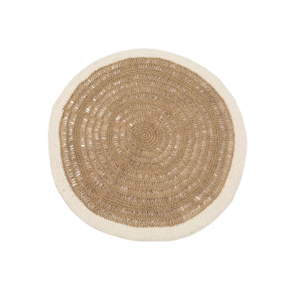 The Seagrass & Cotton Round Rug Carpet - Natural/White - 100cm