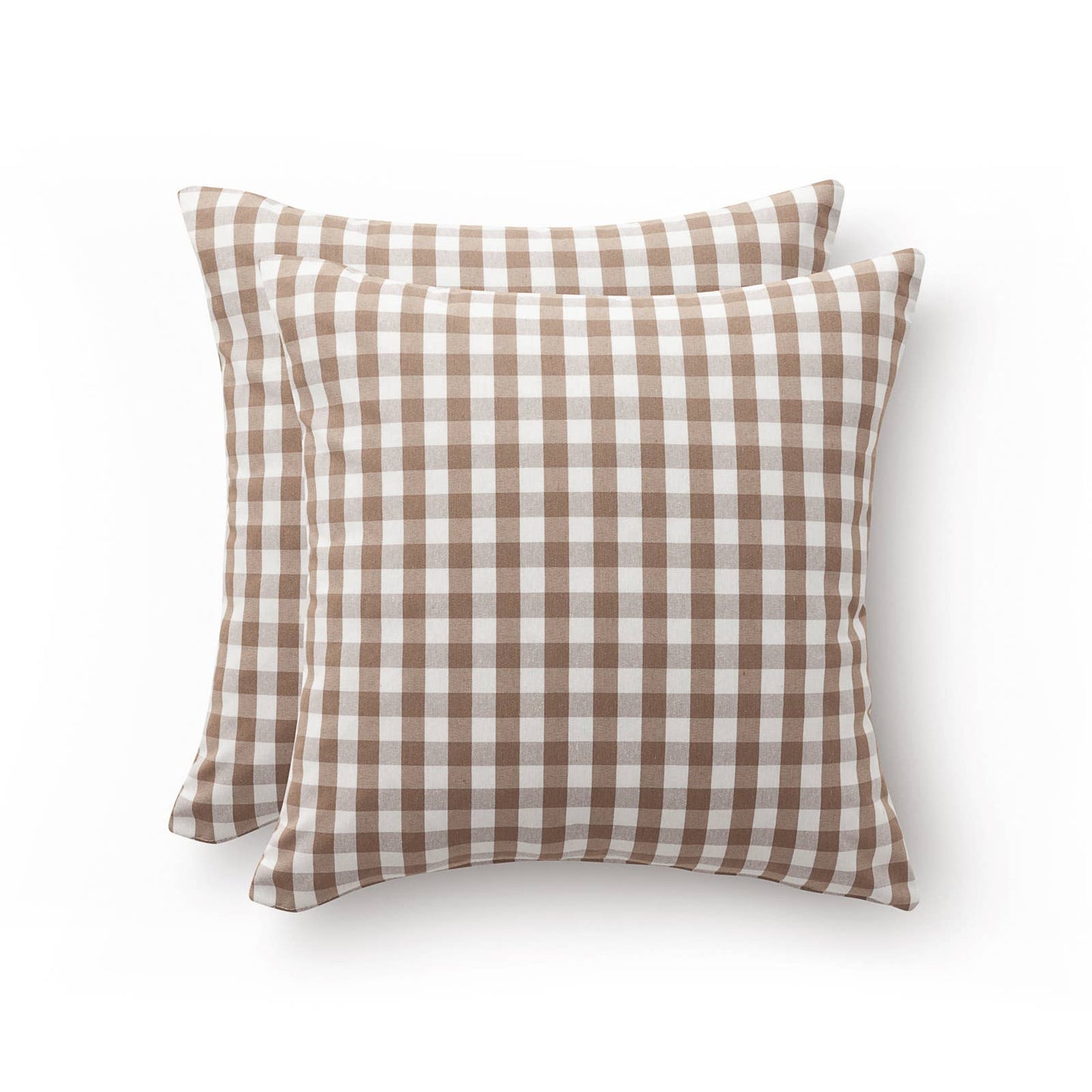 Brown Gingham Water-Repellent Cushion Covers 45x45 cm (Set of 2) | Indoor/Outdoor