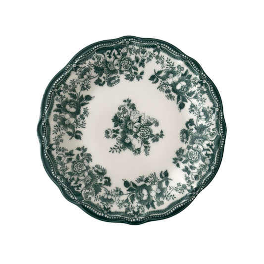 Set of 6 Faustine Deep Plates - Green Floral Porcelain (22cm)