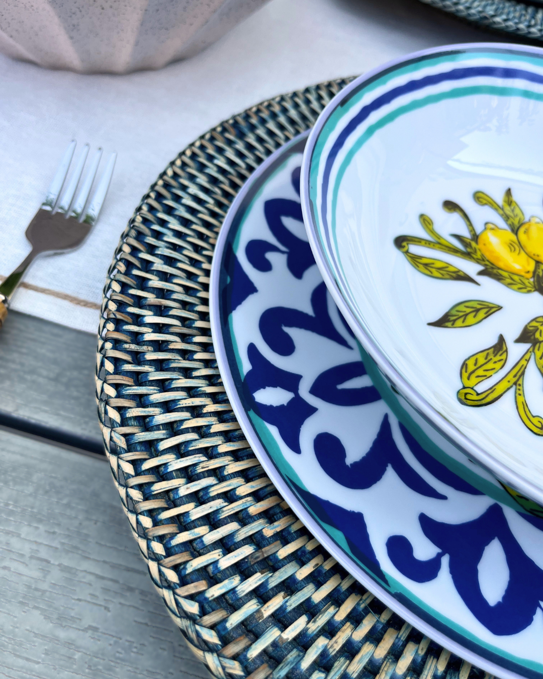 Rattan Charger Plate / Under Plate - Blue