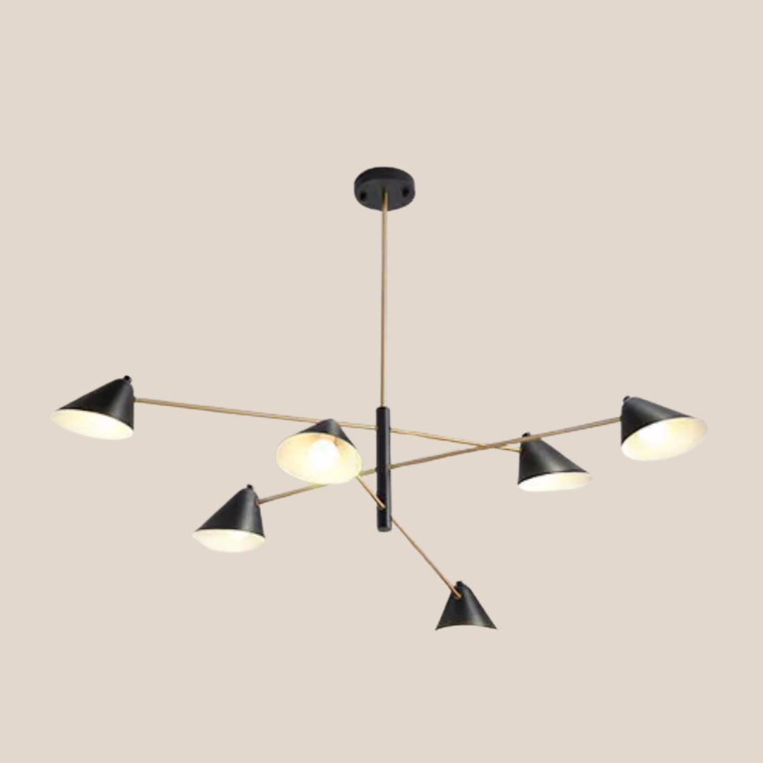 The Petra Chandelier, Black-Gold (6 lights)