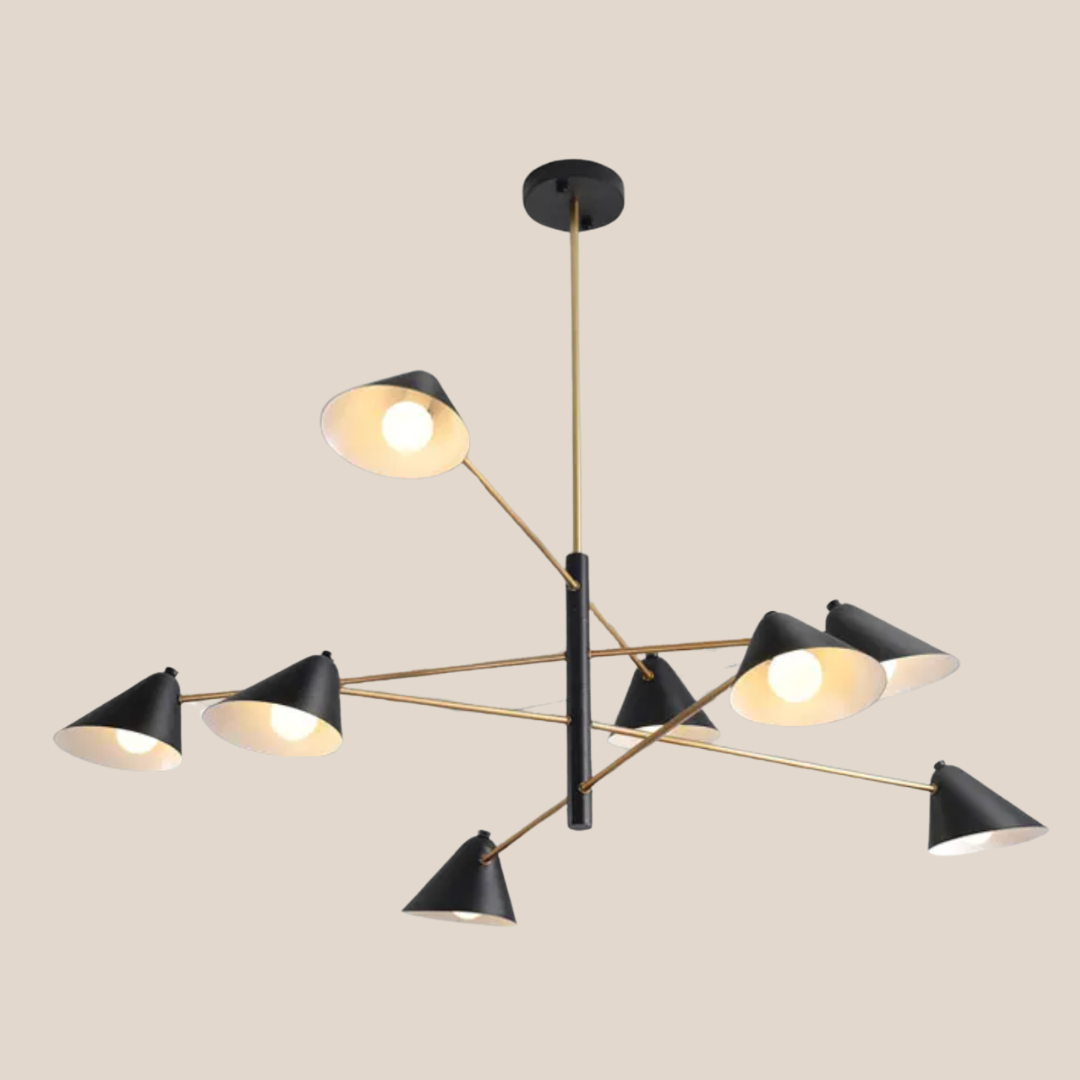 The Petra Chandelier, Black-Gold (8 lights)