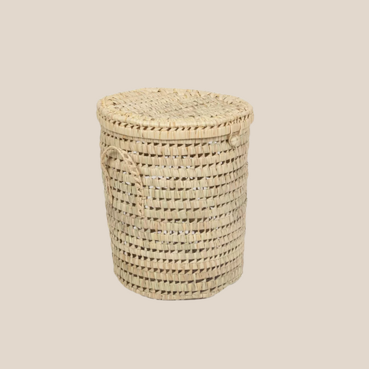 Palm Leaf Storage Basket with Lid