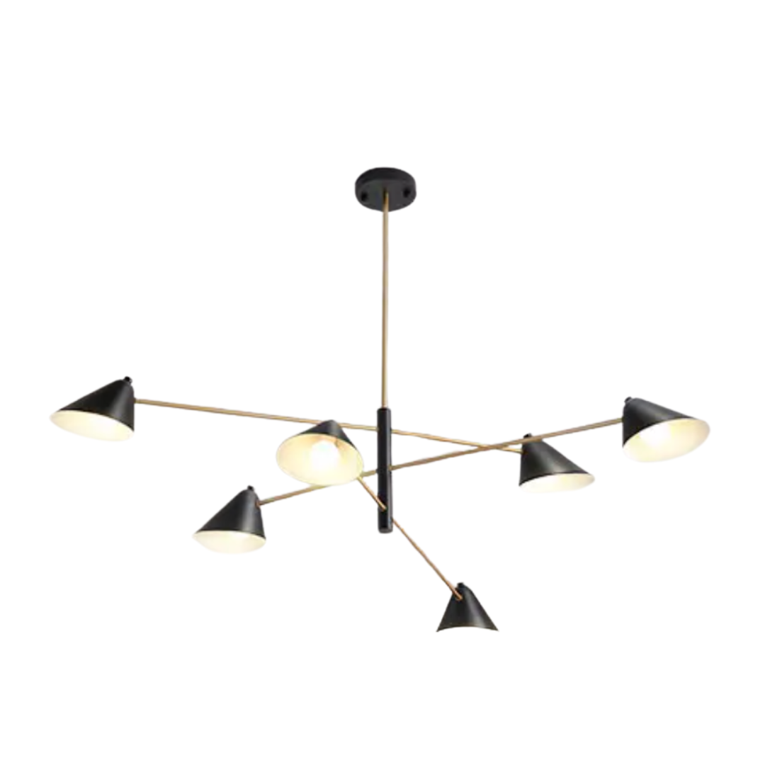 The Petra Chandelier, Black-Gold (6 lights)