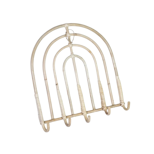Rainbow Rattan Wall Coat Rack