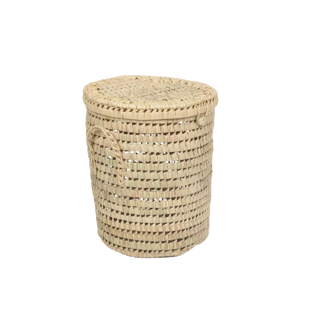 Palm Leaf Storage Basket with Lid