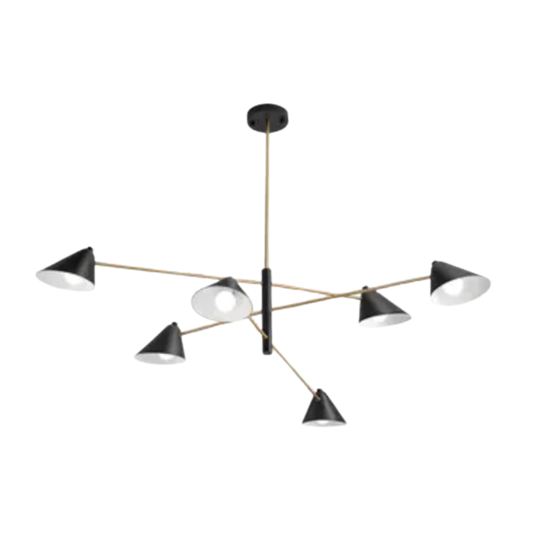 The Petra Chandelier, Black-Gold (6 lights)