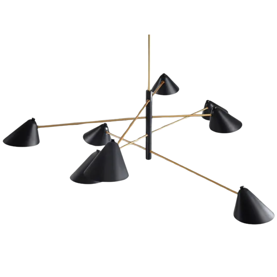 The Petra Chandelier, Black-Gold (8 lights)