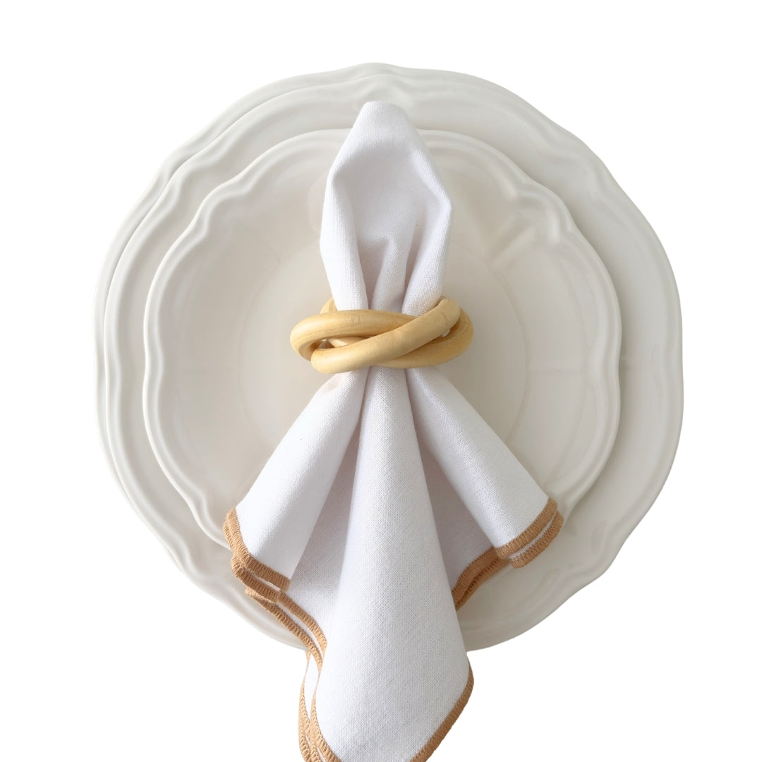 Wooden Trio Link Napkin Ring, Set of 4 (Ligth)