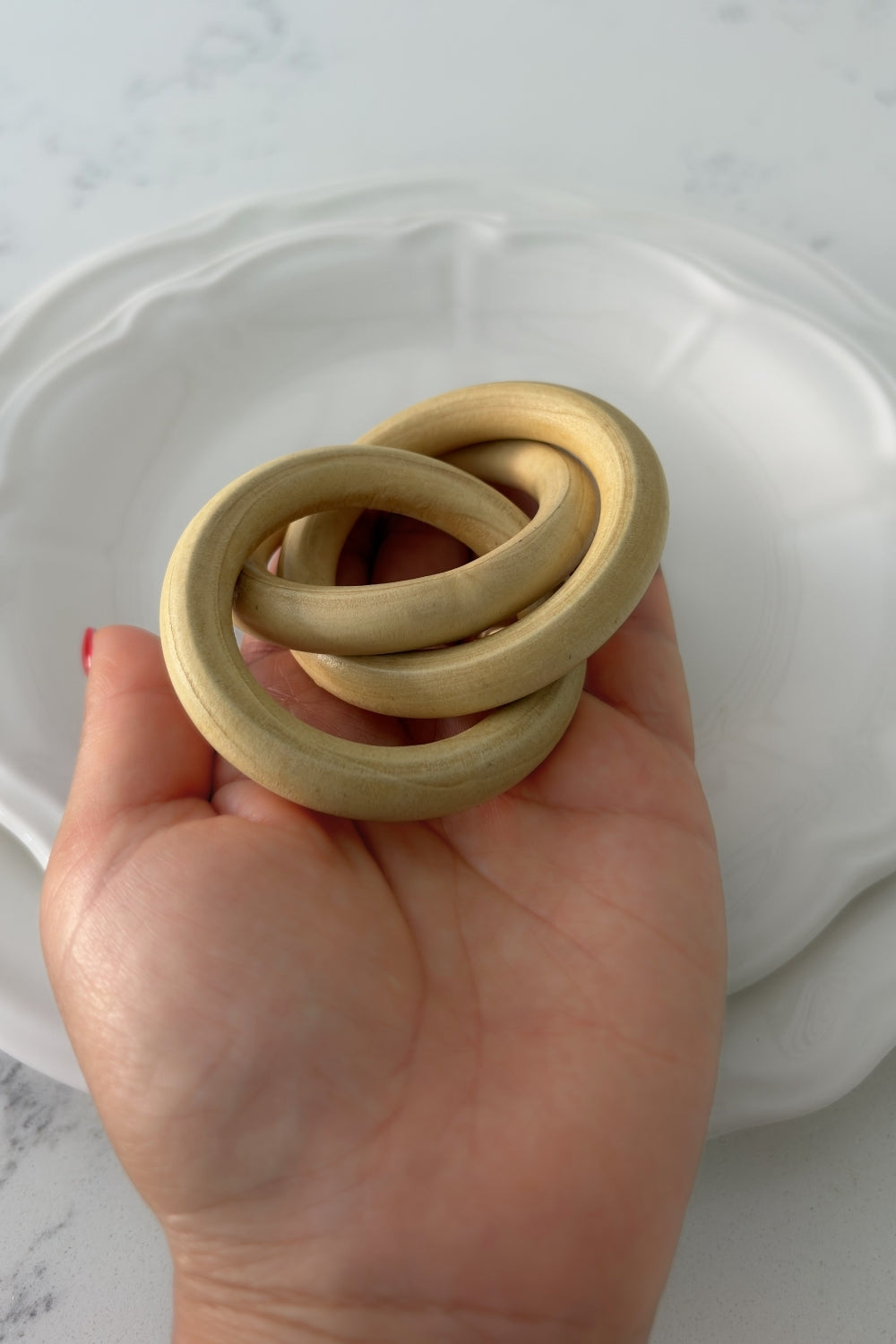 Wooden Trio Link Napkin Ring, Set of 4 (Ligth)