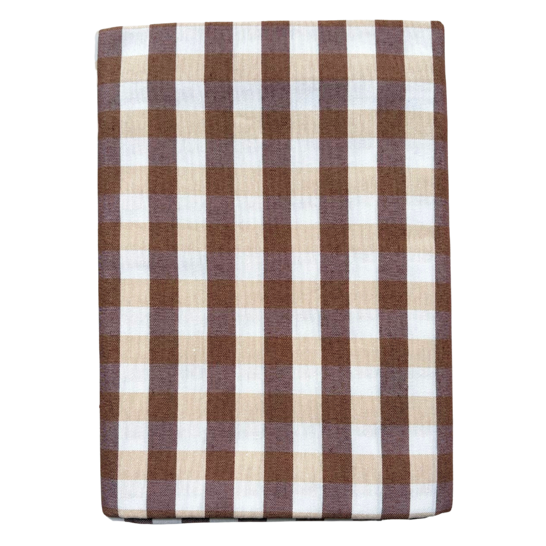 Brown & Beige Gingham Rectangular Water Repellent Tablecloth