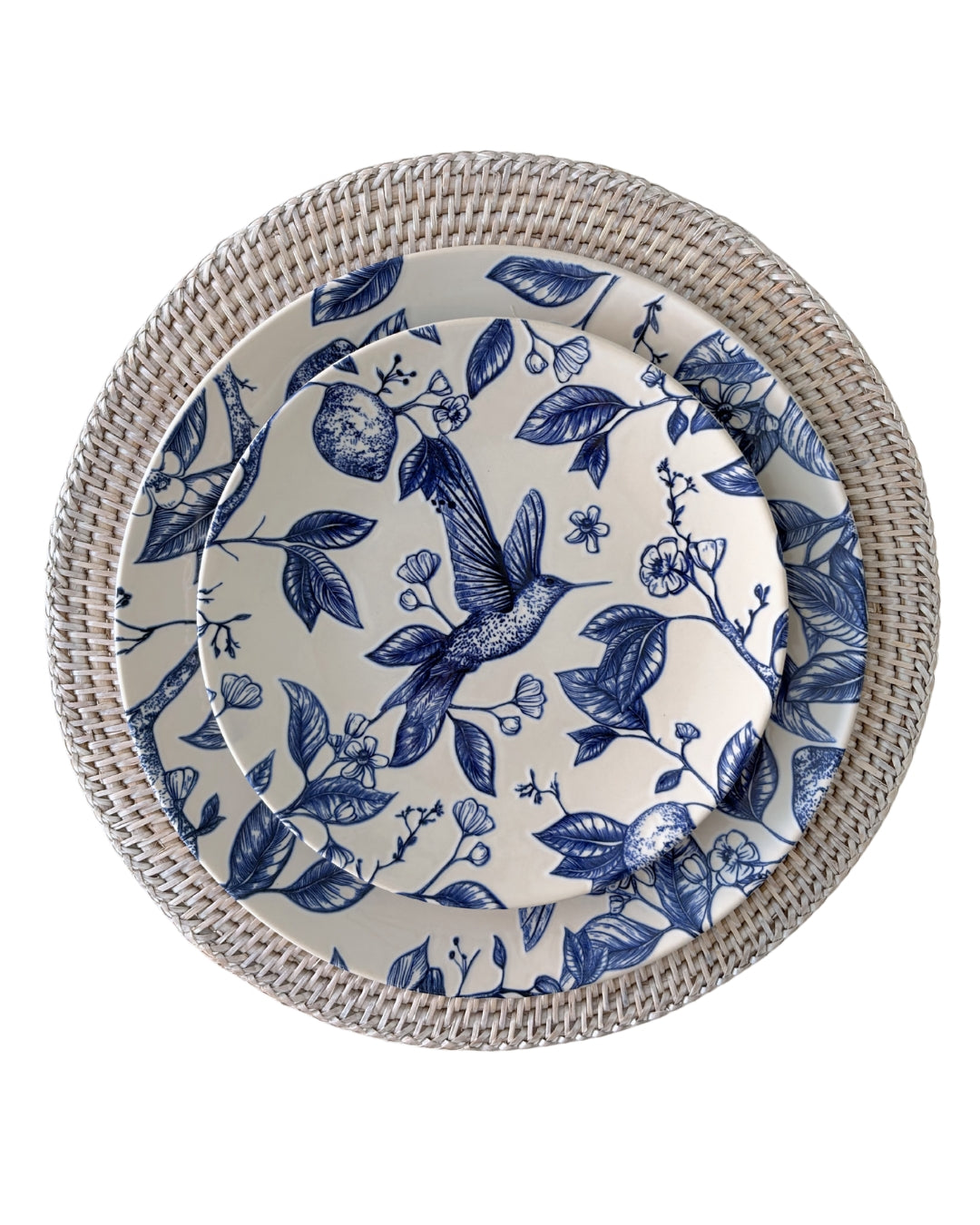 Colibri 12-Piece Ceramic Dinnerware Set | Blue Nature-Inspired Relief Design | Featured in InsideKent Magazine "Blue True" 2026