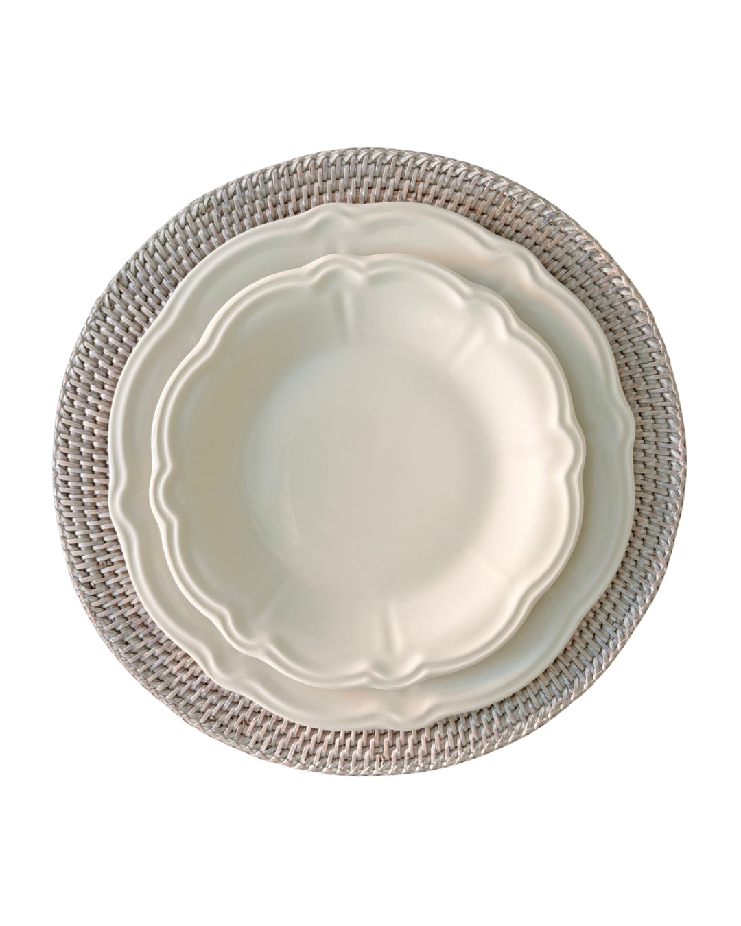 Charlotte 26cm Chalk White Stoneware Dinner Plates | Set of 6 Heavyweight Studio Ceramic