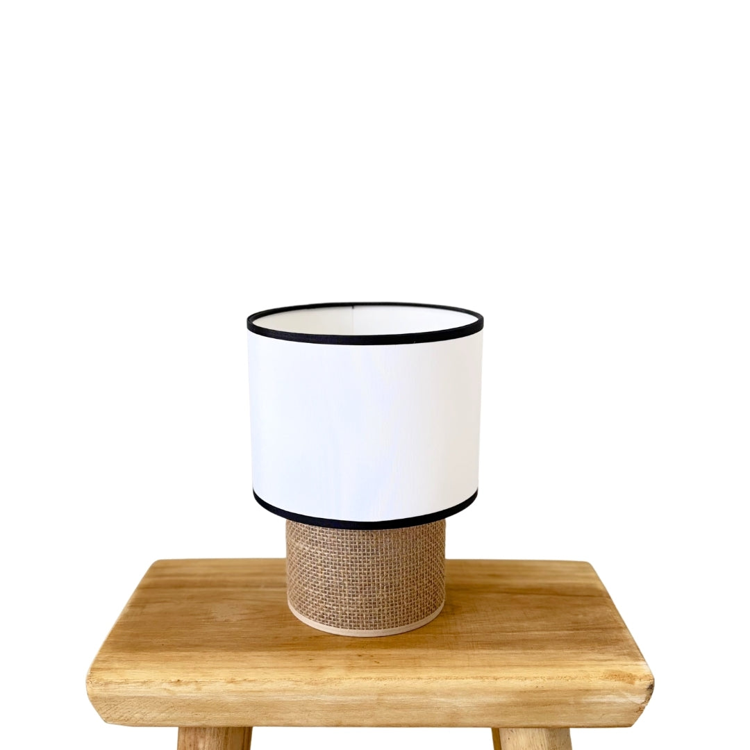 Tabata Noir Artisan Lamp | Sisal & White Cotton H22cm.