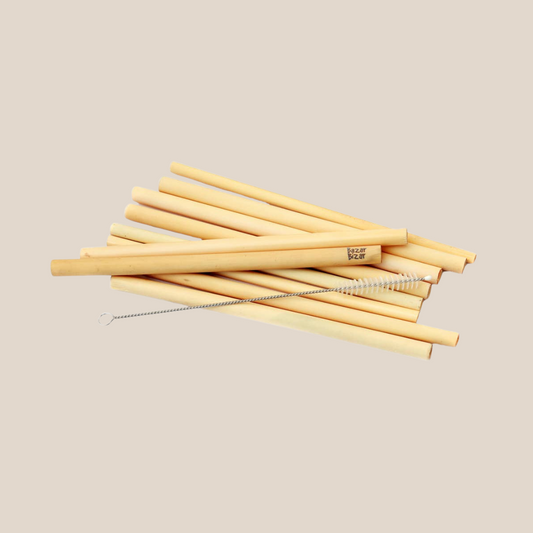 Reusable Bamboo Straws - Set of 10 with Cleaning Brush